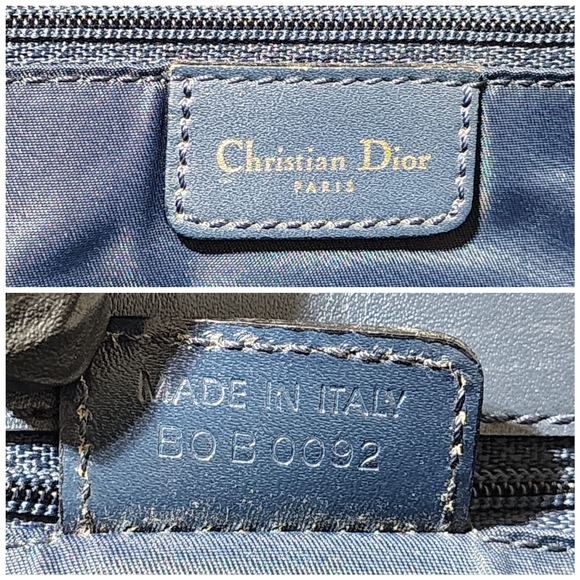 Christian Dior Oblique Handle Bag Navy Blue/Grey - Picture 4 of 16
